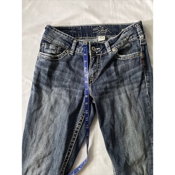 Silver Jeans Co. Womens Suki Capri Bootcut Jeans Size W29 Distressed Denim - Picture 10 of 14